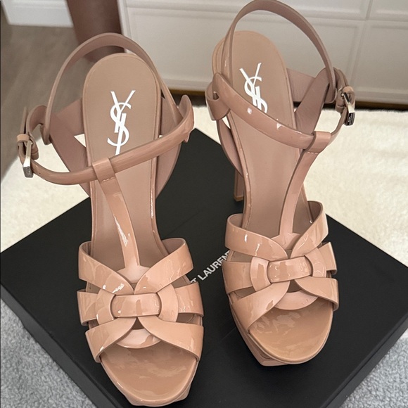 Yves Saint Laurent Blush Strappy Platform Heels
